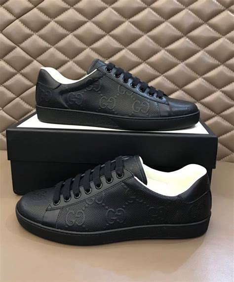 gucci leather embossed ace sneakers|Gucci ace gg suede sneakers.